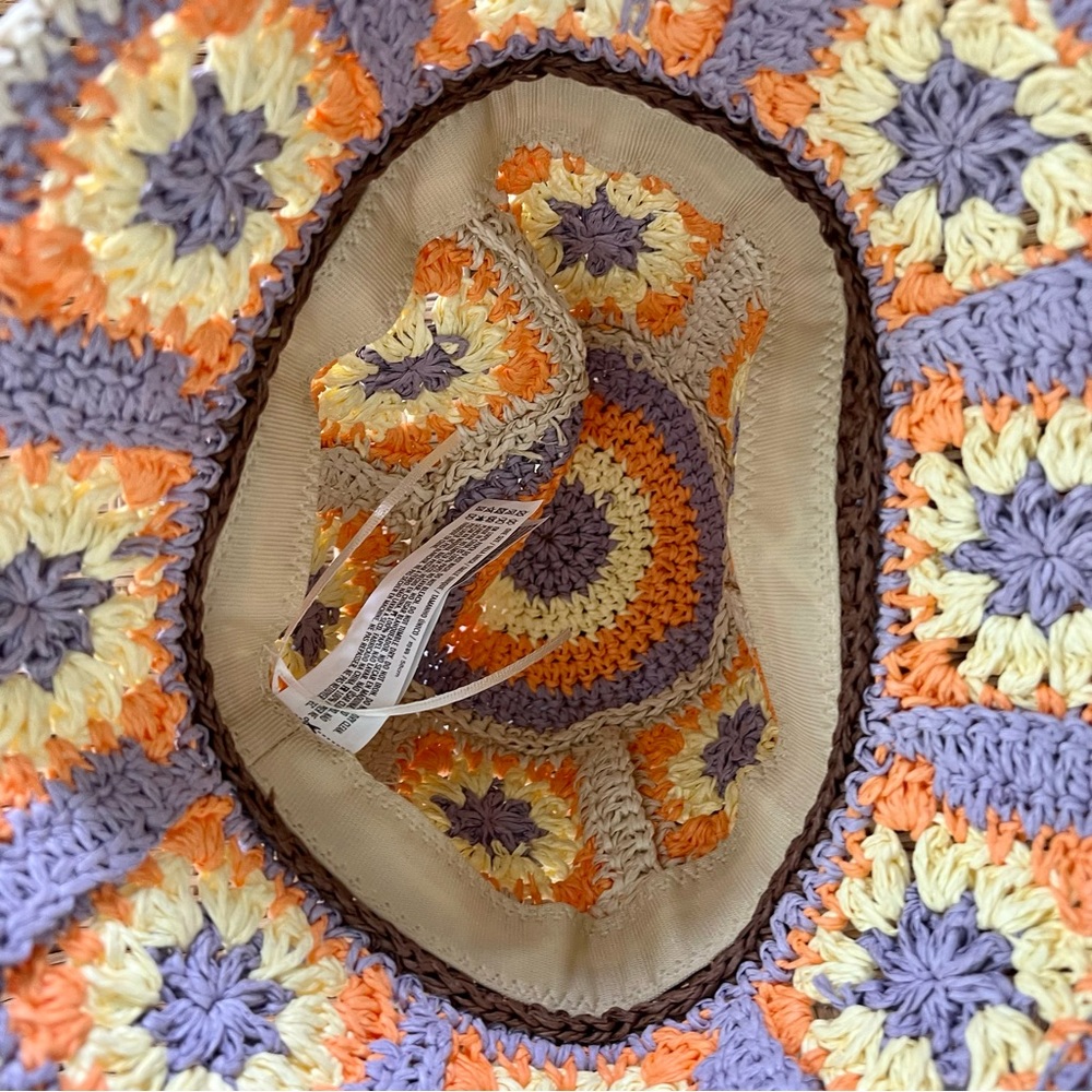 Crochet Straw Multicolor Bucket Hat - Picture 4 of 6
